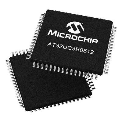 Microchip AT32UC3B0512-A2UT, 32bit AVR32 Microcontroller, AT32, 60MHz, 512 kB Flash, 64-Pin TQFP