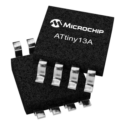 Microchip ATTINY13V-10SSU, 8bit AVR Microcontroller, ATtiny13, 10MHz, 1 kB Flash, 8-Pin SOIC