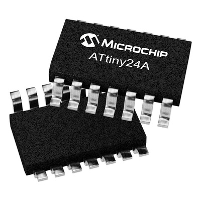 Microchip ATTINY24-20SSU, 8bit AVR Microcontroller, ATtiny24, 20MHz, 2 kB Flash, 14-Pin SOIC