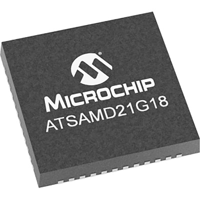 Microchip ATSAMD21G18A-MU, 32bit ARM Cortex M0+ Microcontroller, ATSAMD, 48MHz, 256 kB Flash, 48-Pin QFN