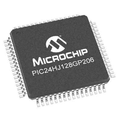 Microchip PIC24HJ128GP206-I/PT PIC Microcontroller, PIC24H, 64-Pin TQFP