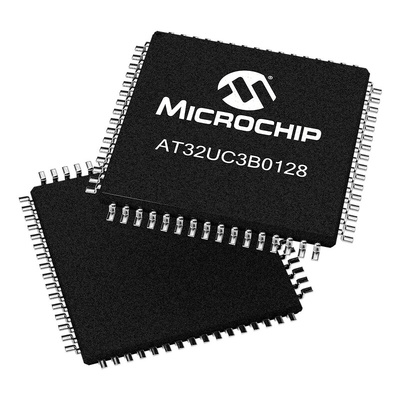 Microchip AT32UC3B0128-A2UT, 32bit AVR32 Microcontroller, AT32, 60MHz, 128 kB Flash, 64-Pin TQFP