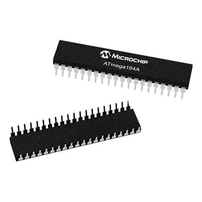 Microchip ATMEGA164P-20PU, 8bit AVR Microcontroller, ATmega, 20MHz, 16 kB Flash, 40-Pin PDIP