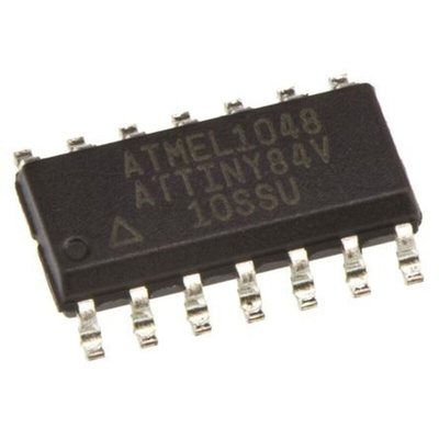 Microchip ATTINY84V-10SSU, 8bit AVR Microcontroller, ATtiny84, 10MHz, 8 kB Flash, 14-Pin SOIC