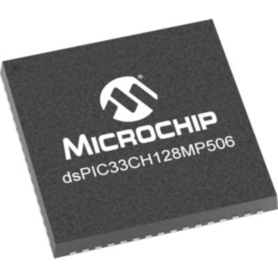 Microchip DSPIC33CH128MP506-I/MR, Microprocessor dsPIC33CH 16bit DSP, MCU 180 MHz, 200 MHz 64-Pin QFN