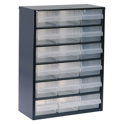Raaco 18 Drawer Storage Unit, Steel, 417mm x 306mm x 150mm, Blue