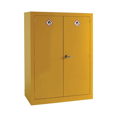 RS PRO Yellow Steel Lockable 2 Door Hazardous Substance Cabinet, 1535mm x 1125mm x 560mm