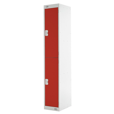 2 Door Steel Red Industrial Locker, 1800 mm x 300 mm x 450mm