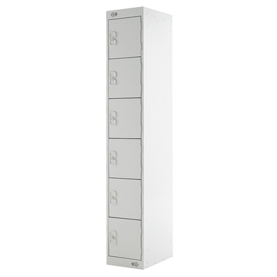 6 Door Steel Grey Industrial Locker, 1800 mm x 300 mm x 450mm