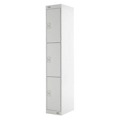 3 Door Steel Grey Industrial Locker, 1800 mm x 300 mm x 450mm