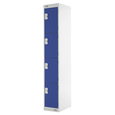 4 Door Steel Blue Industrial Locker, 1800 mm x 300 mm x 450mm
