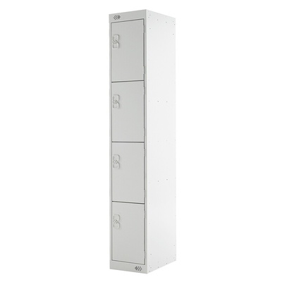 RS PRO 4 Door Steel Grey Industrial Locker, 1800 mm x 300 mm x 300mm