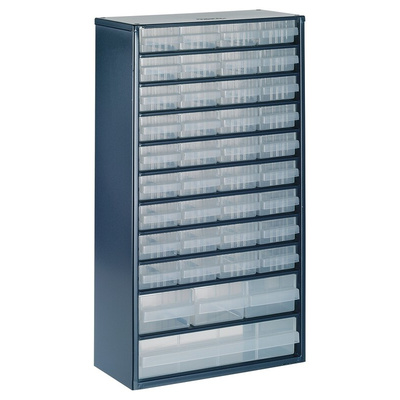 Raaco 40 Drawer Storage Unit, Steel, 552mm x 306mm x 150mm, Blue