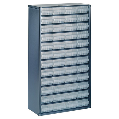 Raaco 48 Drawer Storage Unit, Steel, 552mm x 306mm x 150mm, Blue