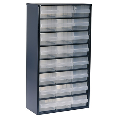 Raaco 24 Drawer Storage Unit, Steel, 552mm x 306mm x 150mm, Blue