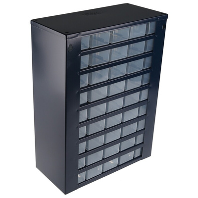 Raaco 45 Drawer Storage Unit, Steel, 417mm x 306mm x 150mm, Blue
