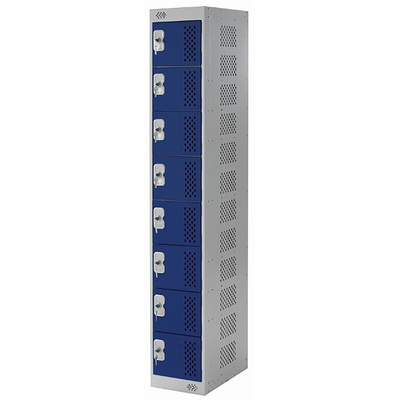RS PRO 6 Door Vented Mild Steel Blue Locker, 1800 mm x 300 mm x 450mm