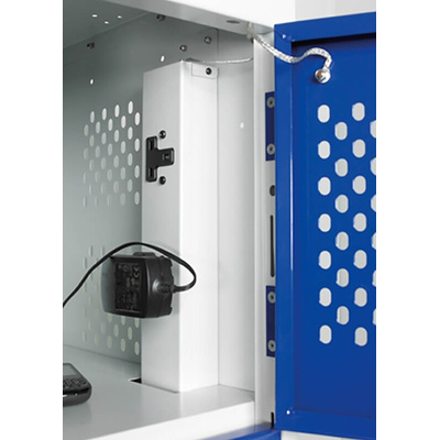 RS PRO 10 Door Vented Mild Steel Blue Laptop Charging Locker, 1800 mm x 450 mm x 450mm