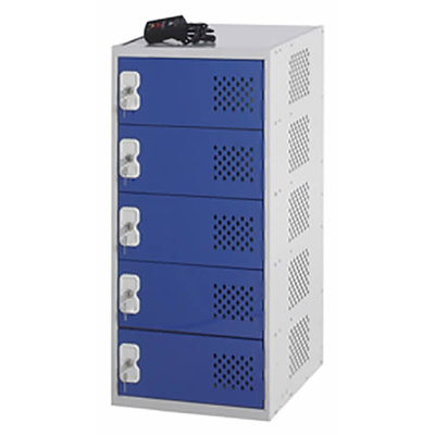RS PRO 5 Door Vented Mild Steel Blue Locker, 900 mm x 450 mm x 450mm