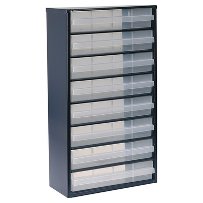 Raaco 8 Drawer Storage Unit, Steel, 552mm x 306mm x 150mm, Blue
