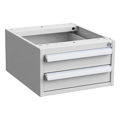Treston 2 Drawer Unit, Steel, 260mm x 450mm x 520mm, Grey