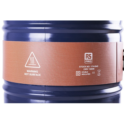 RS PRO Silicone Side Drum Heater, 180 x 1665mm, 200l
