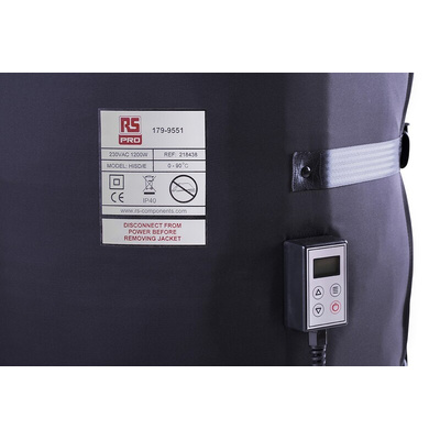 RS PRO Polyester Side Drum Heating Jacket, 800 x 1950mm, 200l