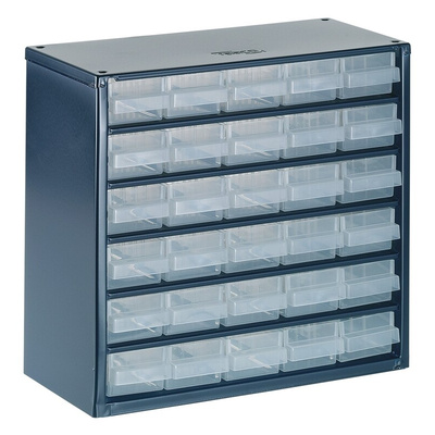 Raaco 30 Drawer Storage Unit, Steel, 283mm x 306mm x 150mm, Blue