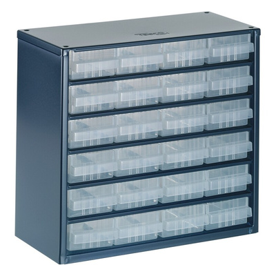 Raaco 24 Drawer Storage Unit, Steel, 283mm x 306mm x 150mm, Blue