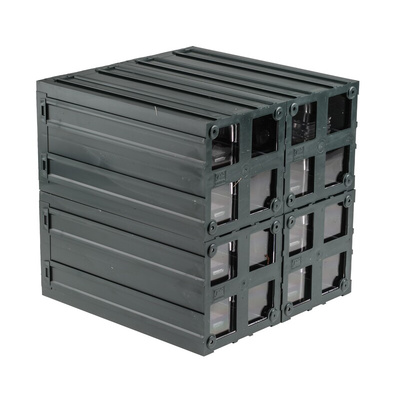 RS PRO 8 Drawer Storage Unit, Plastic, 208mm x 208mm x 222mm, Transparent