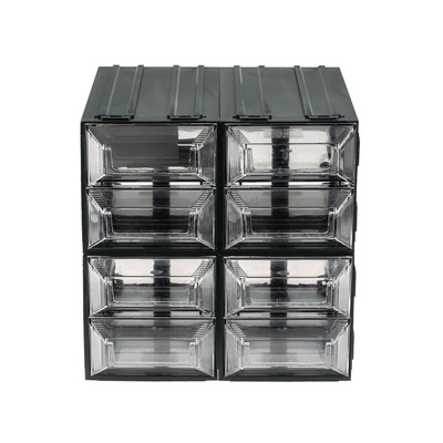 RS PRO 8 Drawer Storage Unit, Plastic, 208mm x 208mm x 222mm, Transparent