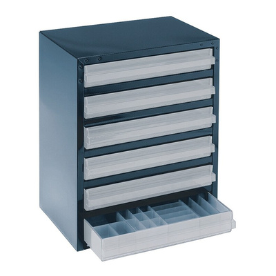 Raaco 6 Drawer Storage Unit, Steel, 435mm x 357mm x 255mm, Blue