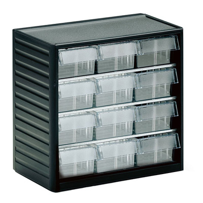 Treston 12 Drawer Storage Unit, PP, 290mm x 310mm x 180mm, Grey