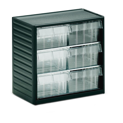 Treston 6 Drawer Storage Unit, PP, 290mm x 310mm x 180mm, Grey