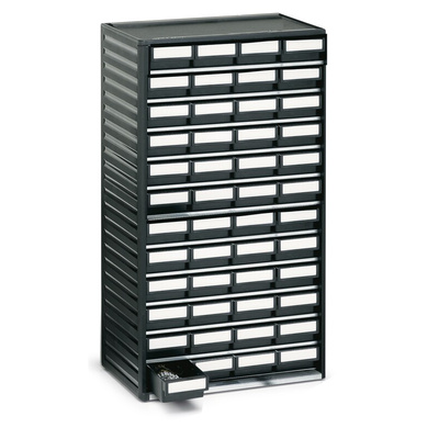 Treston 48 Drawer Storage Unit, PP, 550mm x 310mm x 180mm, Black
