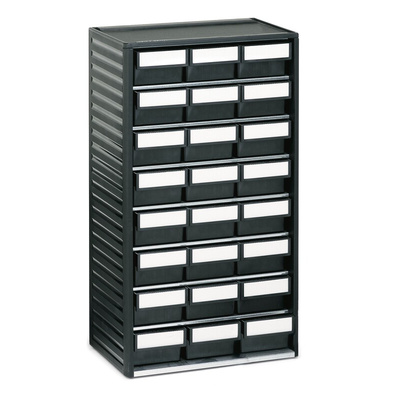 Treston 24 Drawer Storage Unit, PP, 550mm x 310mm x 180mm, Black