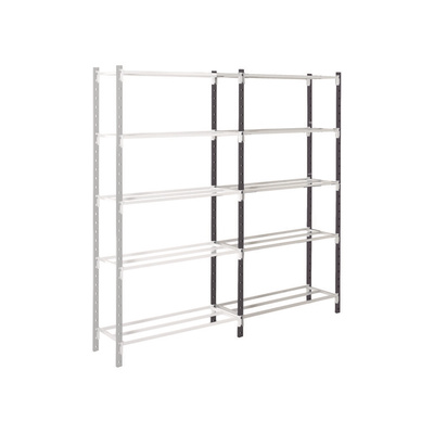 Manorga RAL 7035 Light Grey 5 Shelf Sheet Steel Quickshelf Extension Bay, 2000mm x 1500mm, 500mm, 92kg Load