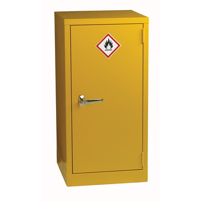 RS PRO Yellow Steel Lockable 1 Door Hazardous Substance Cabinet, 915mm x 459mm x 459mm