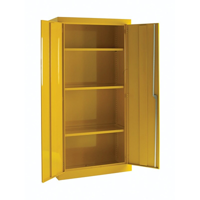 RS PRO Yellow Steel Lockable 2 Door Hazardous Substance Cabinet, 1830mm x 915mm x 459mm