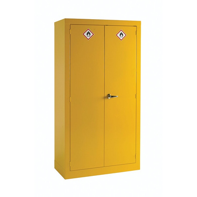 RS PRO Yellow Steel Lockable 2 Door Hazardous Substance Cabinet, 1830mm x 915mm x 459mm