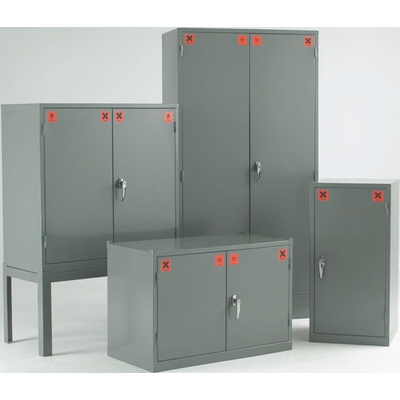 RS PRO Grey Steel Lockable 2 Door Hazardous Substance Cabinet, 1219mm x 915mm x 457mm