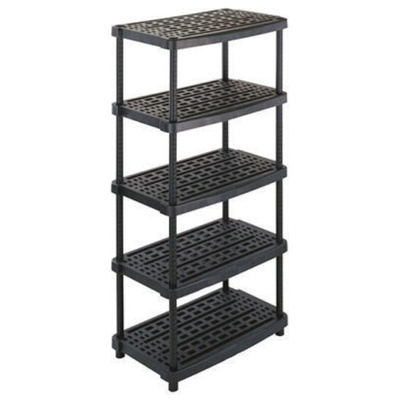 RS PRO Black 5 Shelf PP Shelving System, 1885mm x 930mm, 590mm, 70kg Load