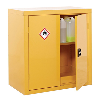 Yellow Lockable 2 Door Hazardous Substance Cabinet, 900mm x 900mm x 460mm