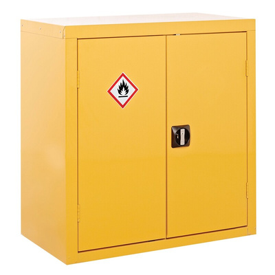 Yellow Lockable 2 Door Hazardous Substance Cabinet, 900mm x 900mm x 460mm