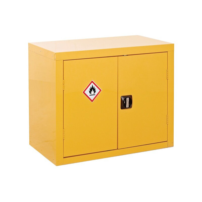 Yellow Lockable 2 Door Hazardous Substance Cabinet, 700mm x 900mm x 460mm