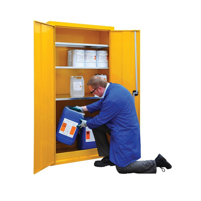 RS Pro Yellow Lockable 2 Door Hazardous Substance Cabinet, 1800mm x 900mm x 460mm