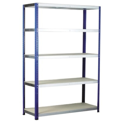 RS PRO 5 Shelf Chipboard, Galvanised Steel Shelving System, 1800mm x 1200mm, 450mm, 265kg Load