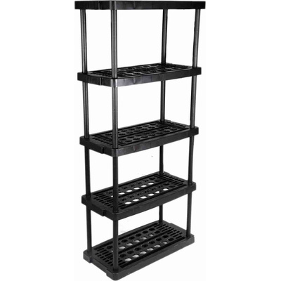RS PRO Black 5 Shelf PP Shelving Unit, 1760mm x 790mm, 390mm, 40kg Load