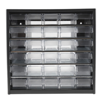 RS PRO 30 Drawer Storage Unit, PP, 290mm x 310mm x 180mm, Grey
