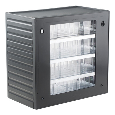RS PRO 12 Drawer Storage Unit, PP, 290mm x 310mm x 180mm, Grey